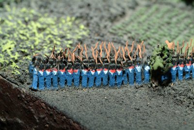 Diorama van de Slag bij Waterloo met troepen gepositioneerd zoals om 19.45 uur op 18 juni 1815 (detail) door Capt. William Siborne